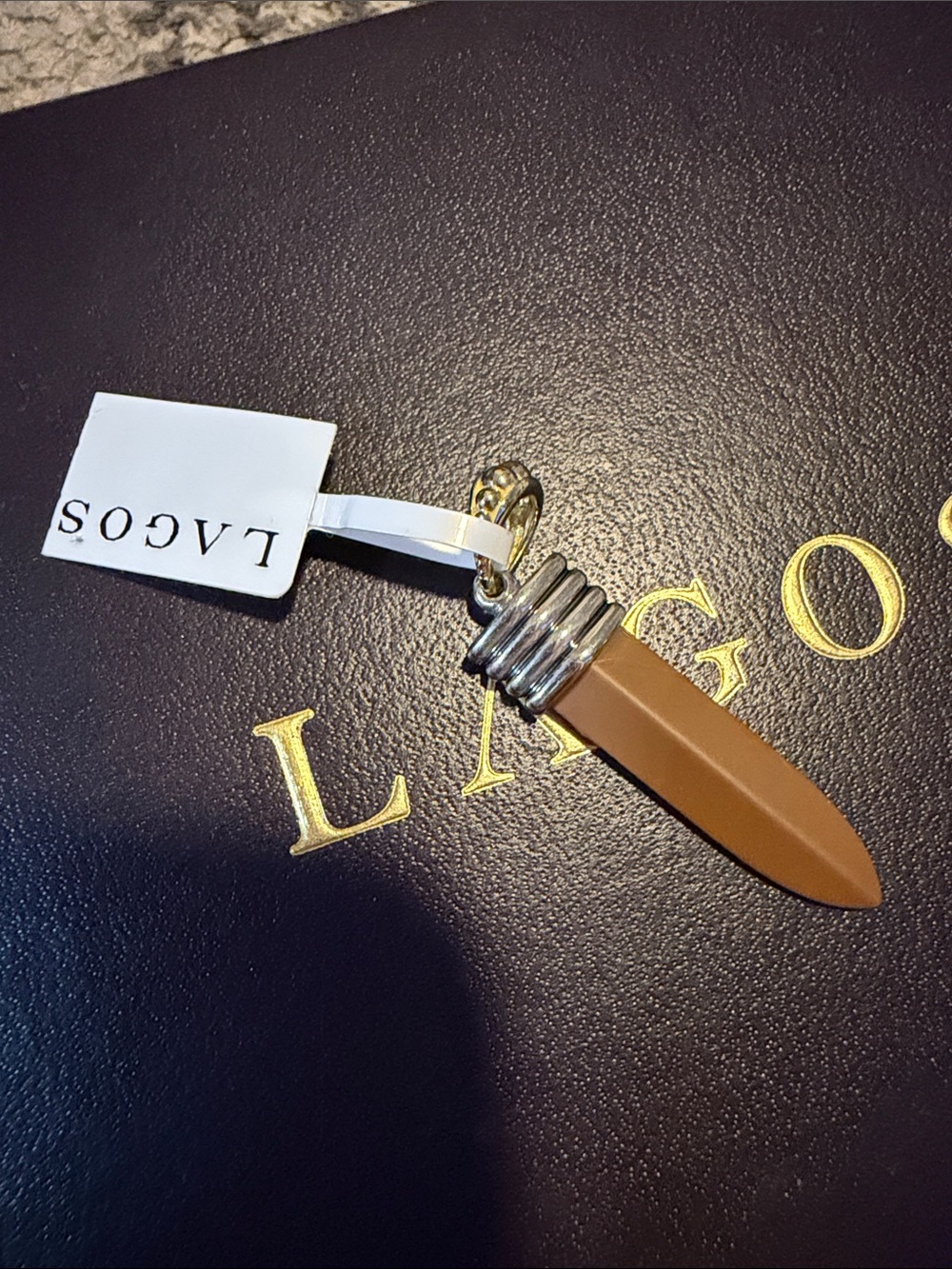 LAGOS Men’s Tan 18k and Silver-blade amulet Pendant